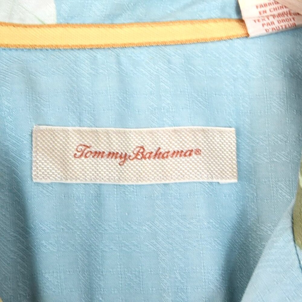 Tommy Bahama 100% Silk Hawaiian Shirt XL Blue Floral Aloha Camp Coastal - Picture 7 of 8